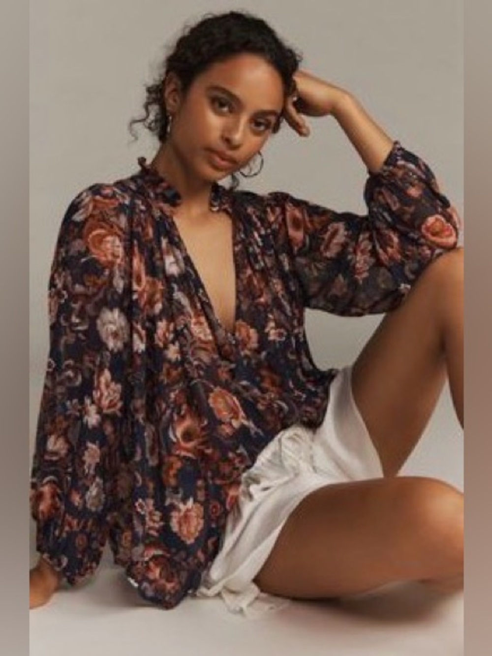By Anthropologie Estela Sheer Printed Blouse
